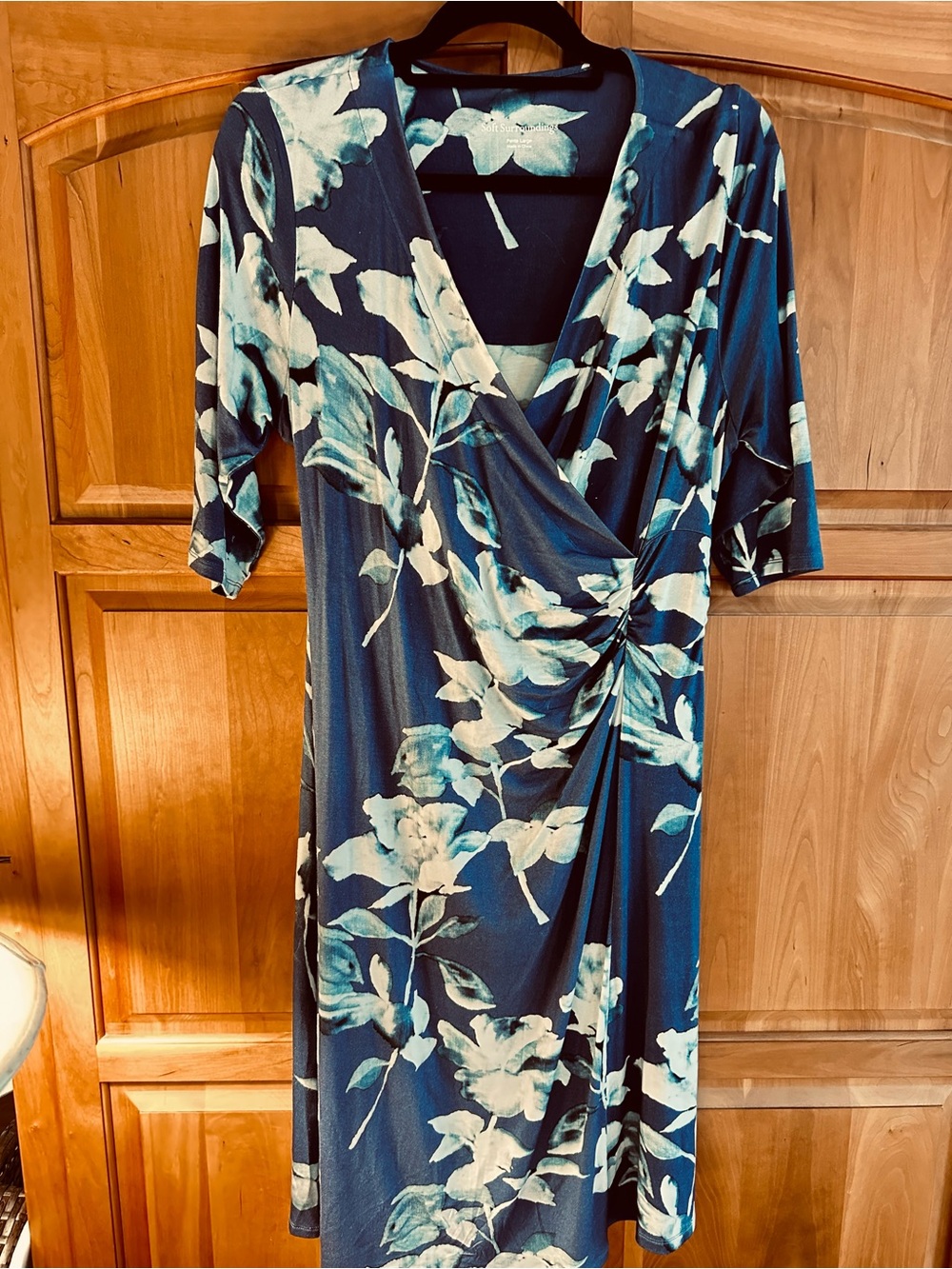 Soft Surroundings Floral Faux Wrap-Style Women's Dress, Petite Large. Worn once